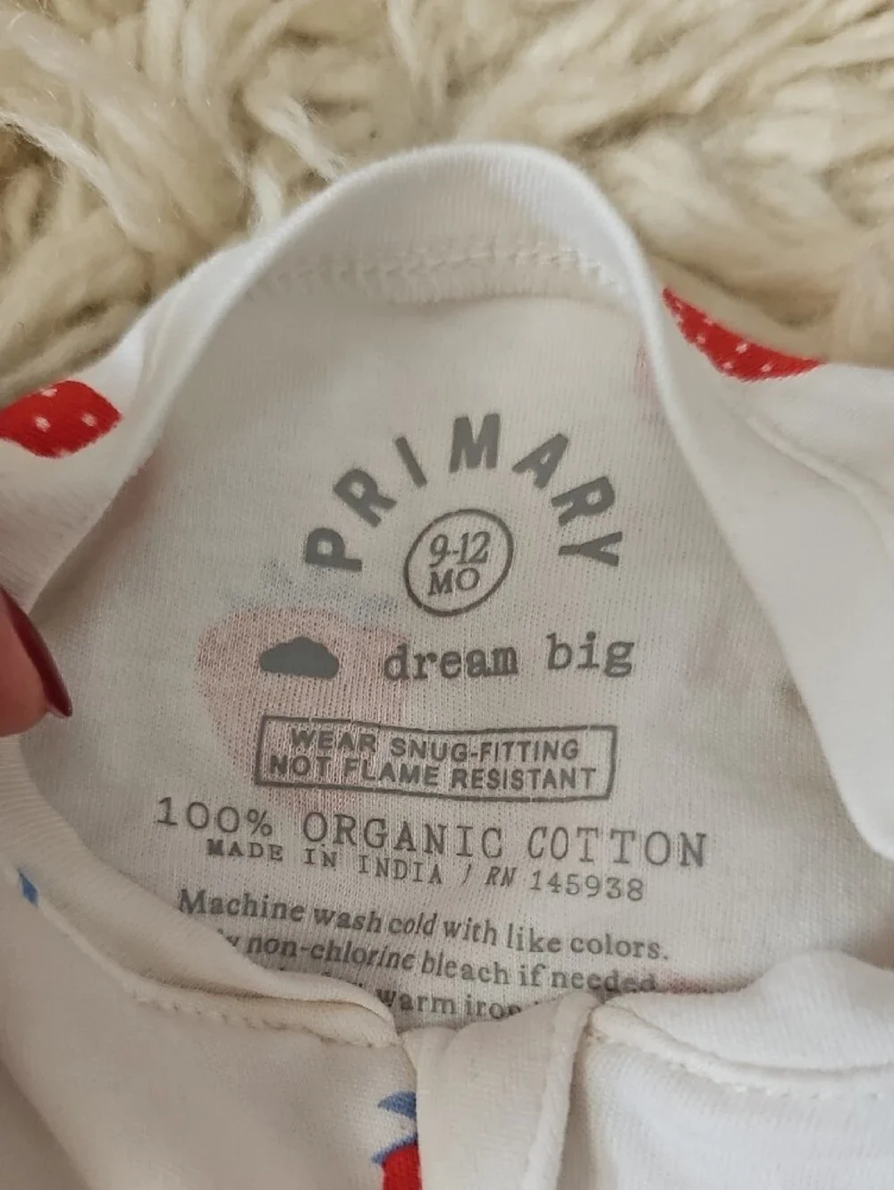 Primary White Short-Sleeve Footie with Red Strawberry Print